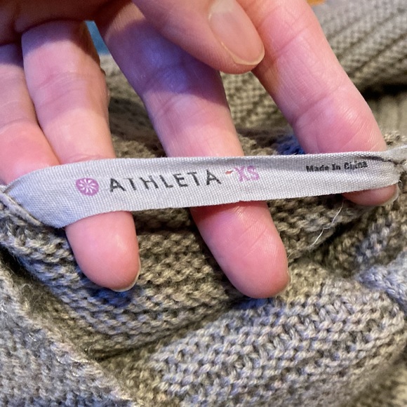 ATHLETA XS Brown Lodge Ribbed Mock Neck 100% Extra Fine Merino Wool Sweater - Picture 7 of 8